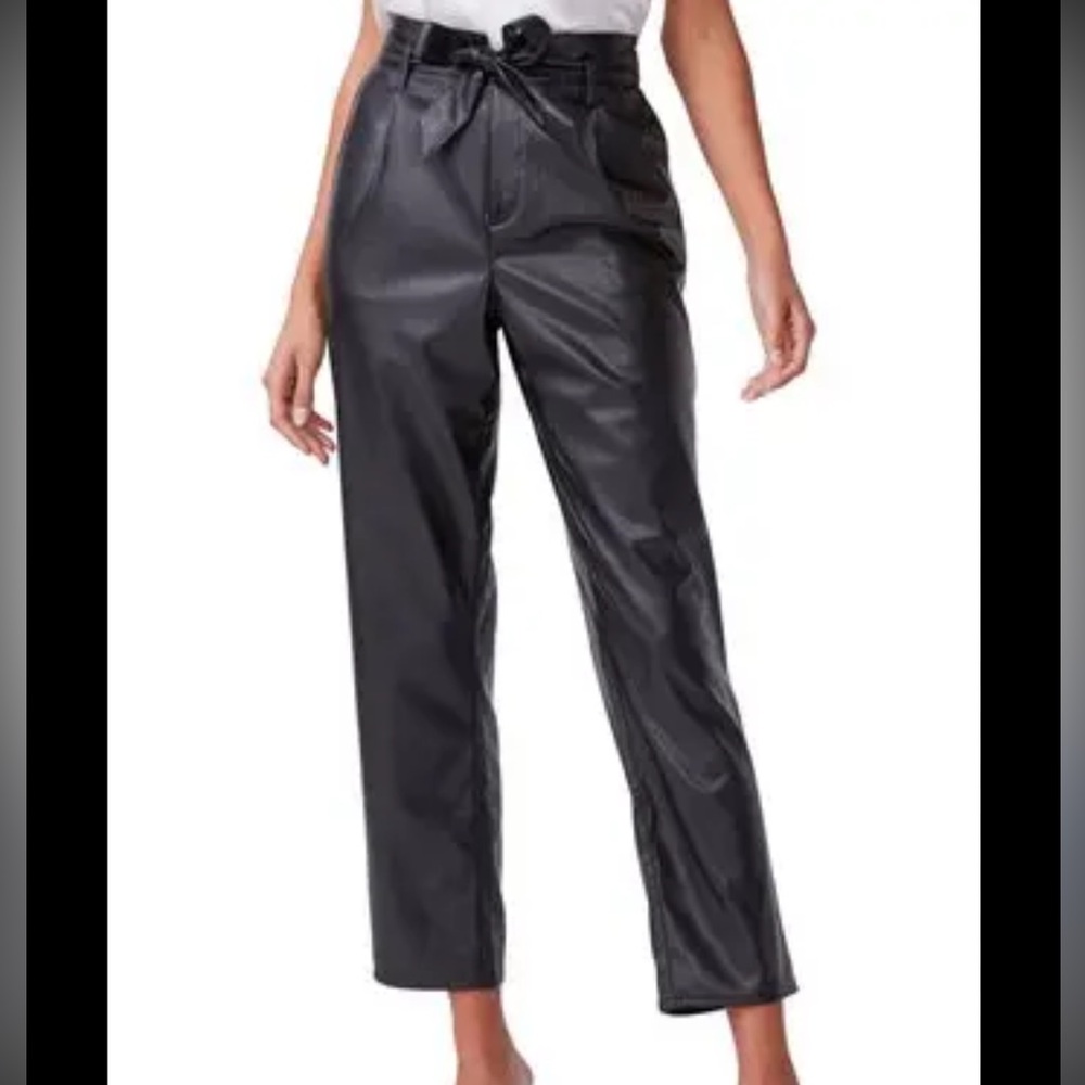 PAIGE Black Cropped Leather Pants